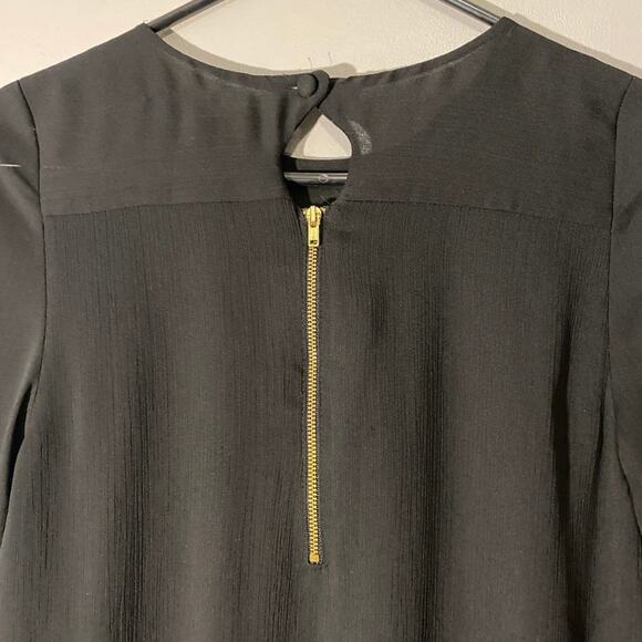 H&M Black Long Sleeve Chiffon Flowy Trapeze Swing Dress Women Sz 2 - Picture 7 of 7